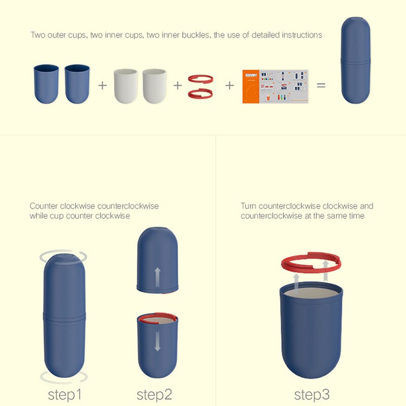 Tragbare doppelt Schicht Reise Mundwasser Tasse Umwelt Kapsel bilden Zahnbürste Zahnpasta Tassen