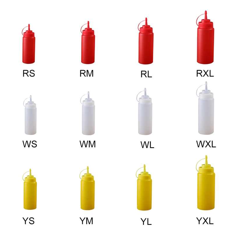 Squeeze Squirt Kruiderij Flessen met Twist Op Cap Deksels Ketchup Mosterd Mayo Sauzen Olijfolie Flessen Keuken Gadget