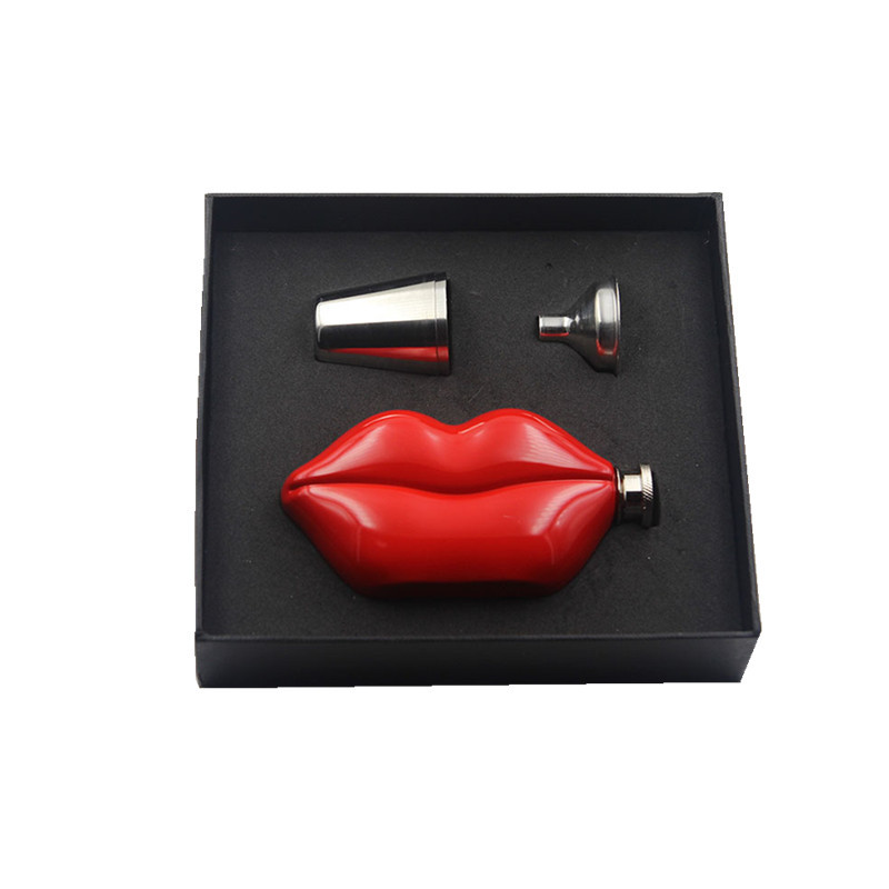 Bpa-vrij Mini 5Oz Creatieve Lippen Whisky Fles Liquor Flagon Draagbare 304 Rvs Alcohol Vodka Heupfles Box Set