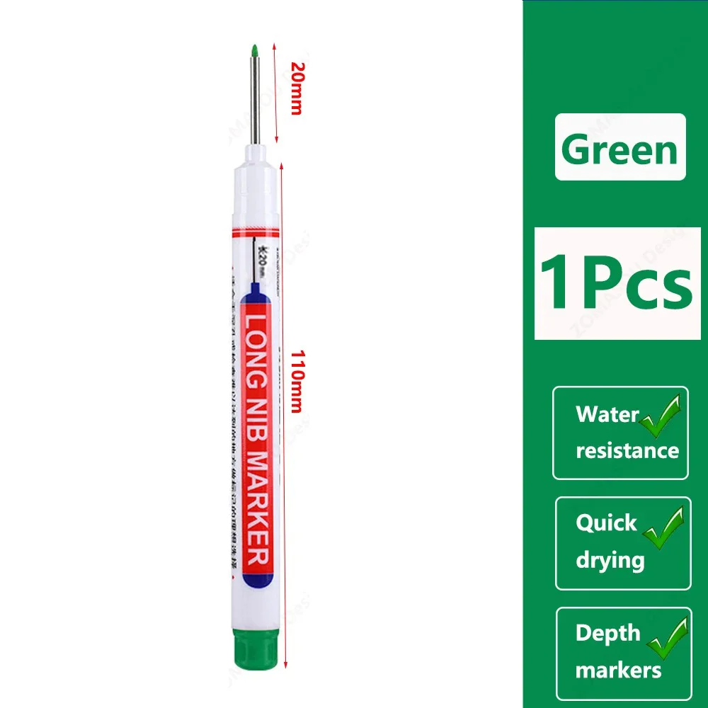 Long Tip Marking Pen 20mm High Visibility Ink, Fast-Drying Permanent with Ergonomic Grip for DIY Craft & All-Surface Woodworking: green