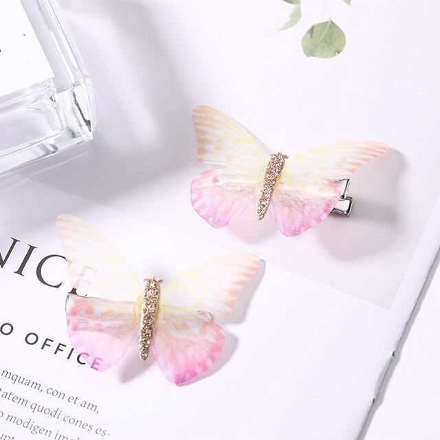 2PCS/Set Baby Fairy Shining Butterfly Hairpins Sequins Hair Clips Barrettes Colorful Clip Kids Party Wedding Cosplay Photography: 2