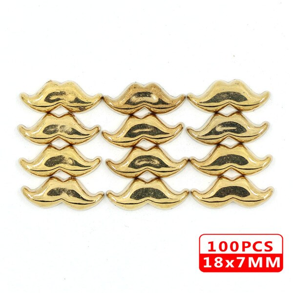 100 stk nagler for sying gullflis ccb nagler plastpyramide bart bart hodeskalle punk lær håndverk for klær diy: Bart gull