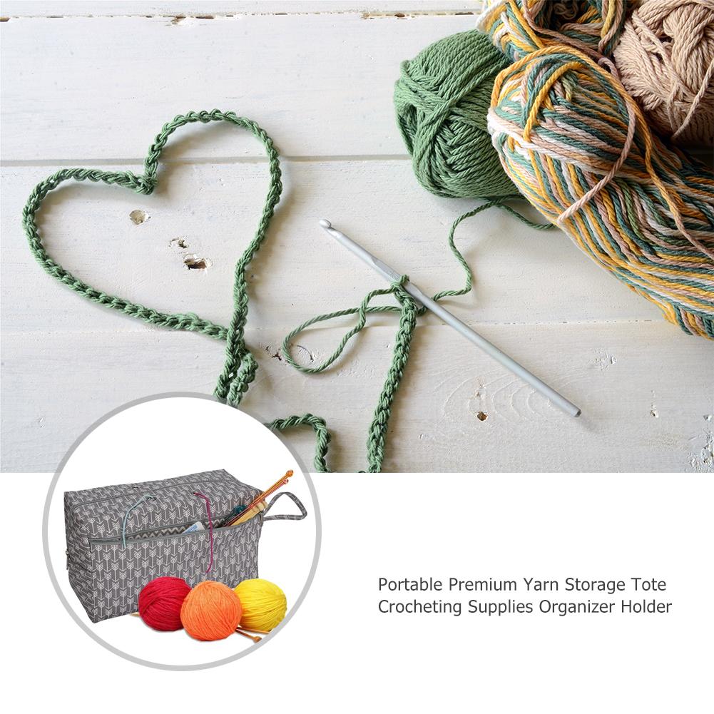 Multi-style woven tote bag yarn storage bag for thread wool yarn crochet, knitting needles and sewing accessories