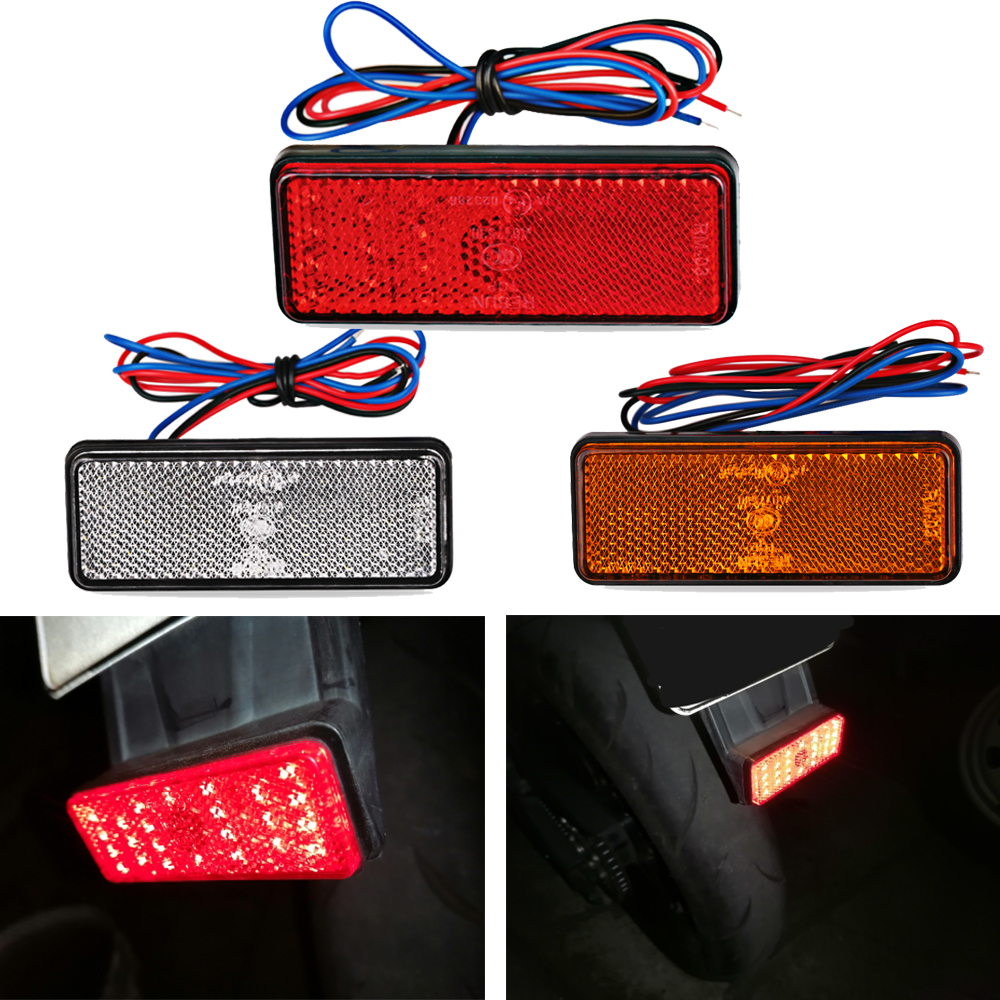 Luz trasera para motocicleta, Reflector rectangular, lámpara de freno trasero, luz trasera para motocicleta, reflectores LED ATV para coche, luces de advertencia laterales para camión