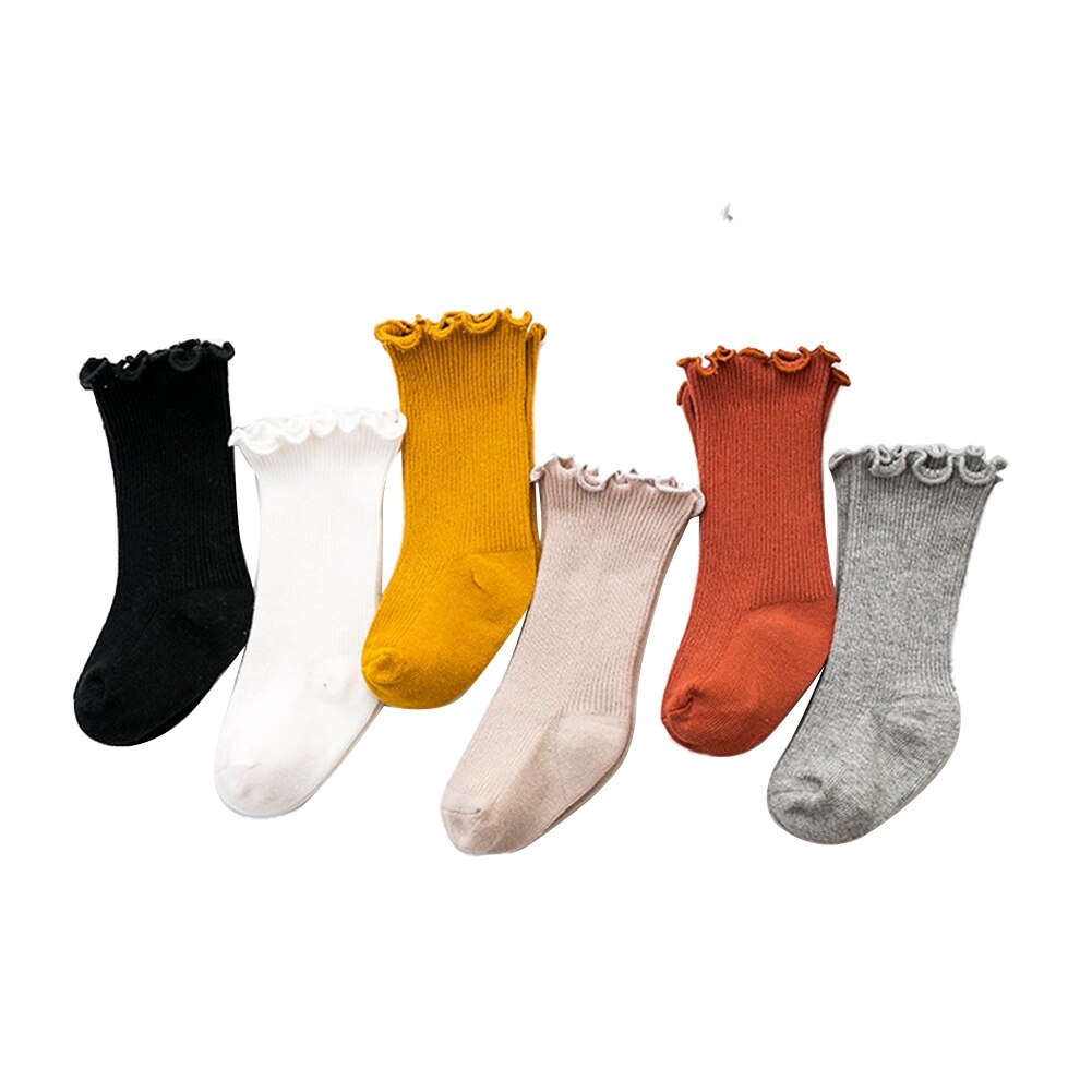 Kleinkind Baby Mädchen Baumwolle Socken, Warme Nahtlose Einfarbig betroffen Rüschen Besatzung Socken für Jungen Mädchen 0-5Jahre