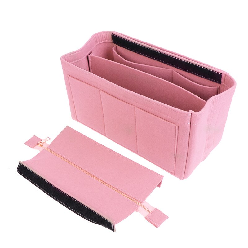 Toilettas voor meisjes, make-uptas van vilt, organizer voor dames, vilten inlegtas voor handtas, multifunctionele reistas voor cosmetica: Roze