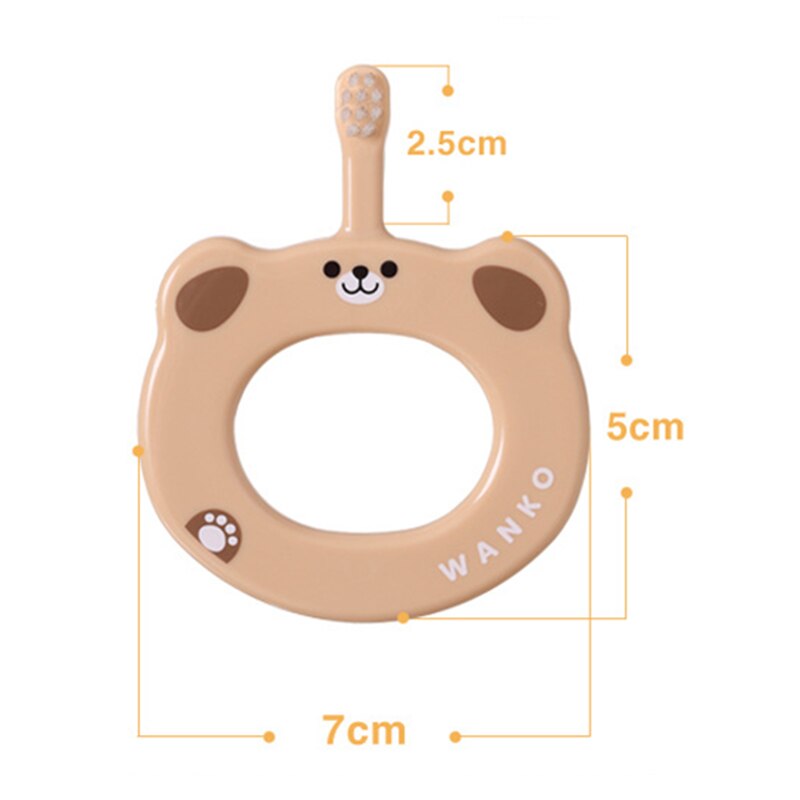 Baby Tandenborstel Kleine Anti-Kaart Keel Zacht Haar Tandenborstel Hand Ring Training Grip Leuke Cartoon Tandenborstels Care Tool