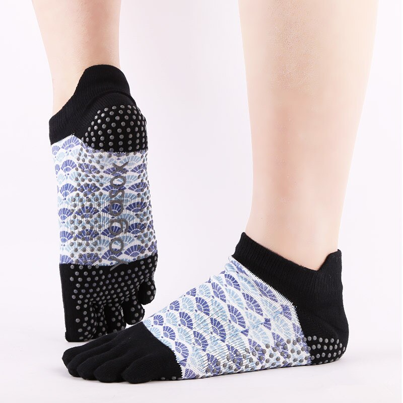 1 paar katoenen yogasokken met vijf tenen en grip voor dames, ademend en antislip, voor pilates, fitness en barre, maat 36-39
