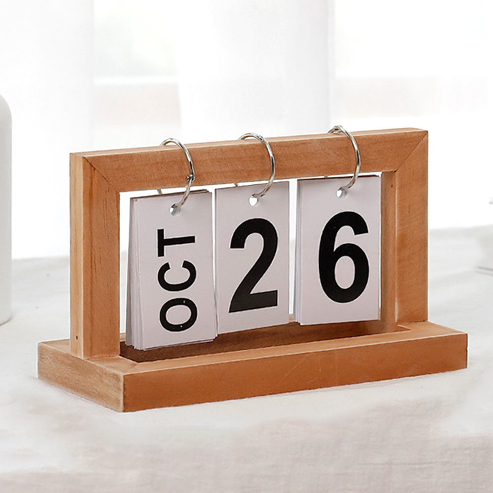 Calendario Vintage de madera para oficina, decoración rústica de escritorio para cafetería, bricolaje: Wood Color
