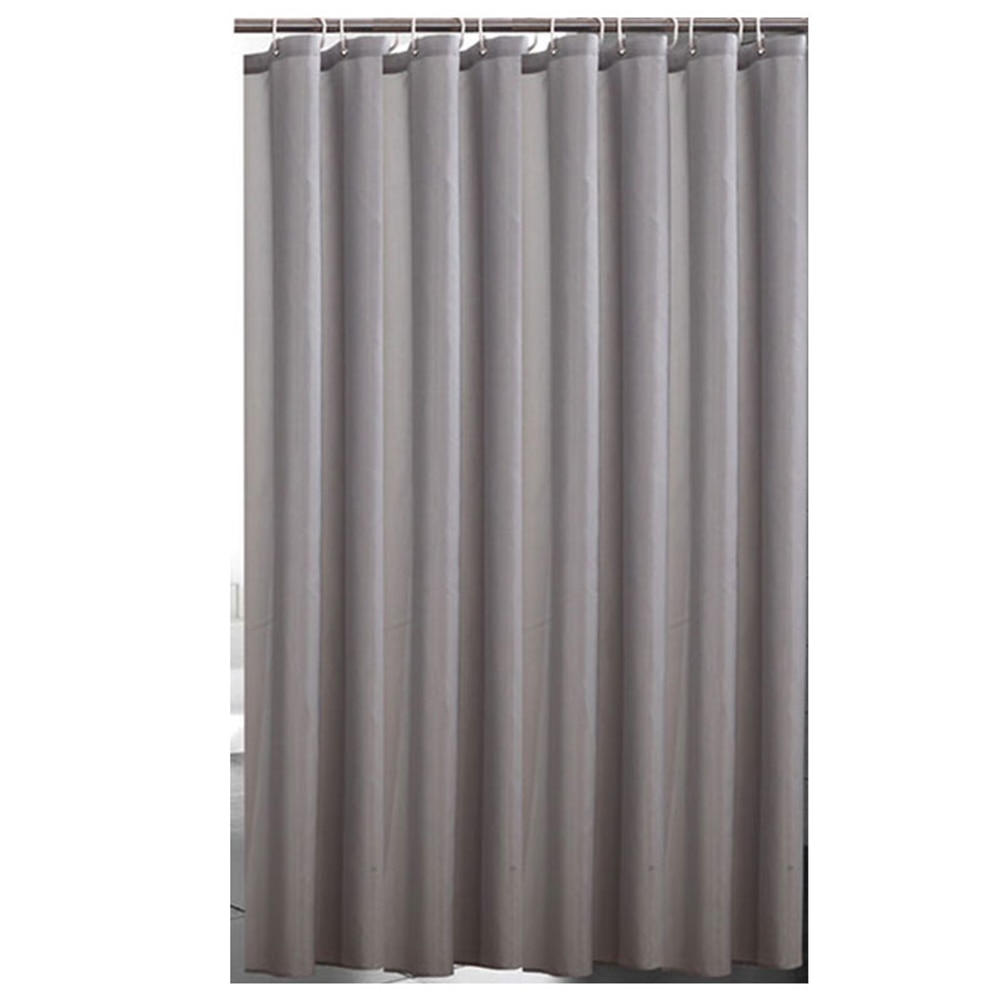 Shower Curtain Grey Polyester Waterproof Bathing Sheer With Hooks For Home Decoration Bathroom 3 Sizes