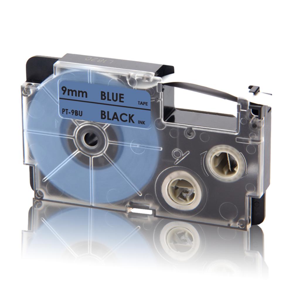 UniPlus XR-9WE Label Tapes Compatible Casio 9mm XR 9WE Black on White for KingJim Label Printer KL-M5 KL-M6 KL-M7 KL-M20 KL-M30: Black on Blue