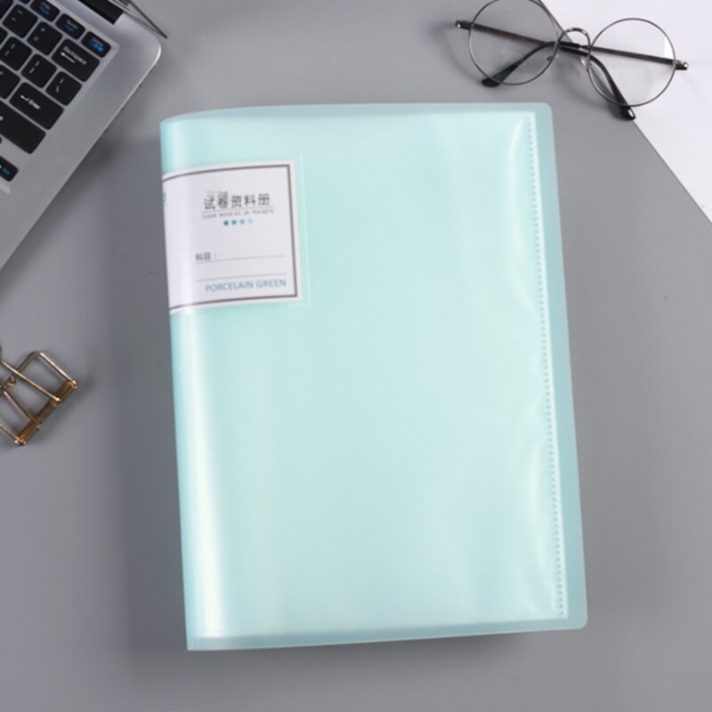 1PC A3 large bookle folder 40 Pages transparent Insert folder Document Storage Bag File for Bank Campus Office Workplace Family