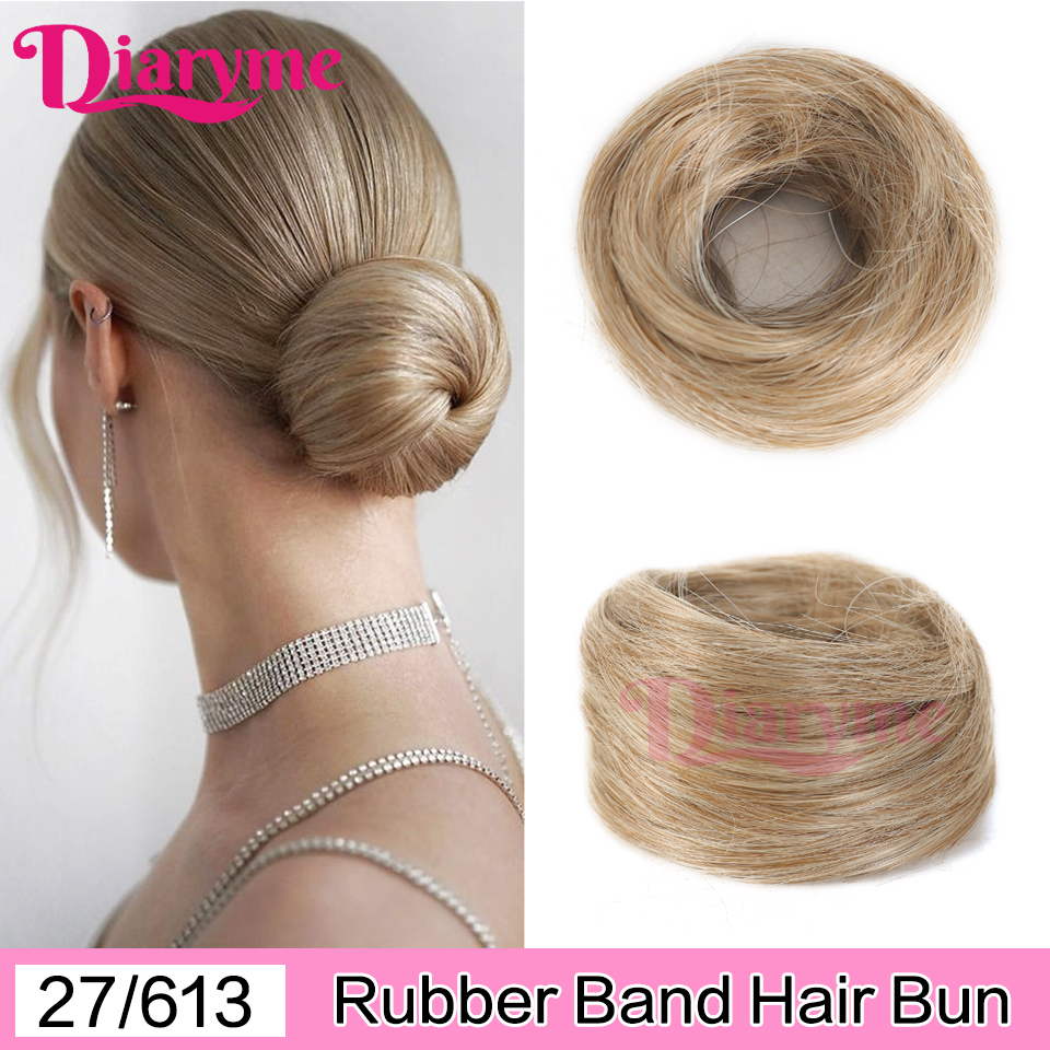 Cabelo sintético coque mulher em linha reta updo laço de cabelo elástico de borracha chignon extensões de cabelo faixas de cabelo natural fo: T27/30/4