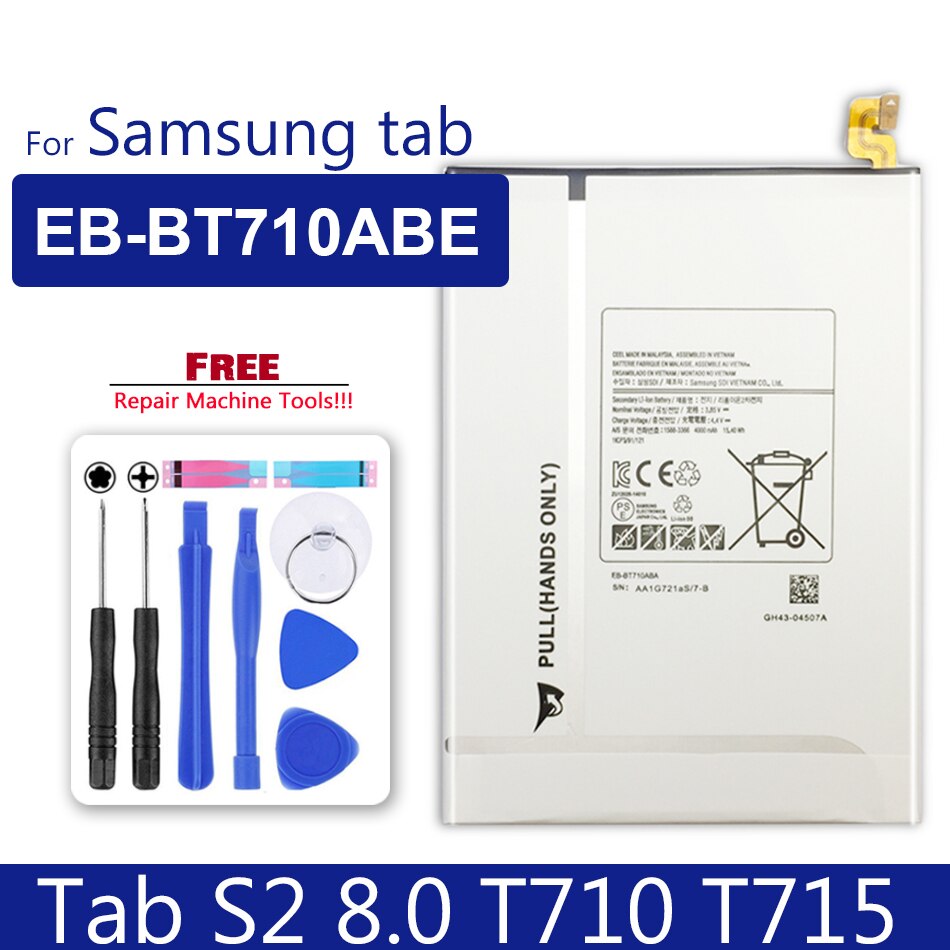 Tablet Battery For Samsung Galaxy Tab 2 3 4/Tab S S2 S3/tab A/tab E (7.0 8.0 8.4 9.6 9.7 10.1 10.5) For Pro 8.4/Note 8 10.1 12.2: Tab S2 8.0 T710 T715