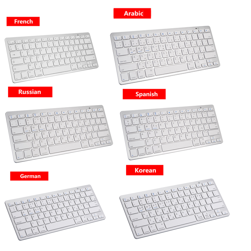 Bluetooth Wireless Keyboard Russian Thai Korean German Spanish Arabic French Gaming Keyboard For Laptop PC Gamer Tablet iPad