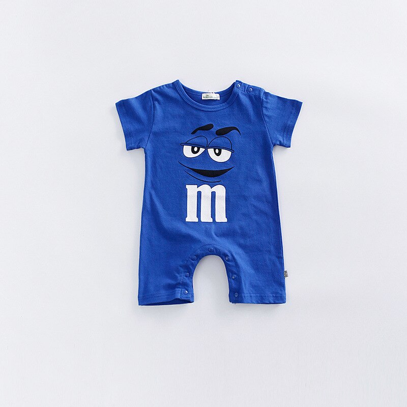 Barboteuse en coton pour -né fille et garçon, combinaisons bonbons, chocolats, vêtements d'été à manches courtes, doux pour bébé: Bleu / 18M