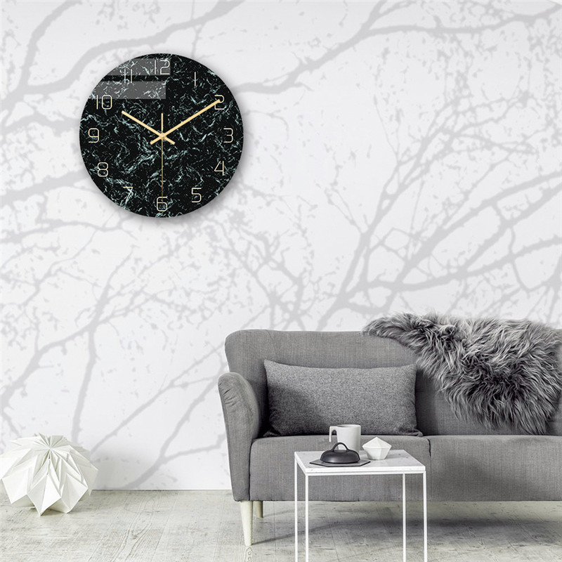 Grün Marmor Wanduhr Einfache Dekorative Kreative nordisch Moderne Marmor Uhren Zauberstab Uhr für Wohnzimmer Küche Büro Schlafzimmer
