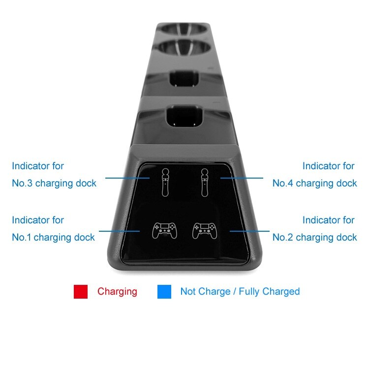 Led Indicator 4 In 1 Usb Dock Station Stand Charger Met Opladen Converter Houder Voor PS4/Slim/Pro /Ps Move Draadloze Controller