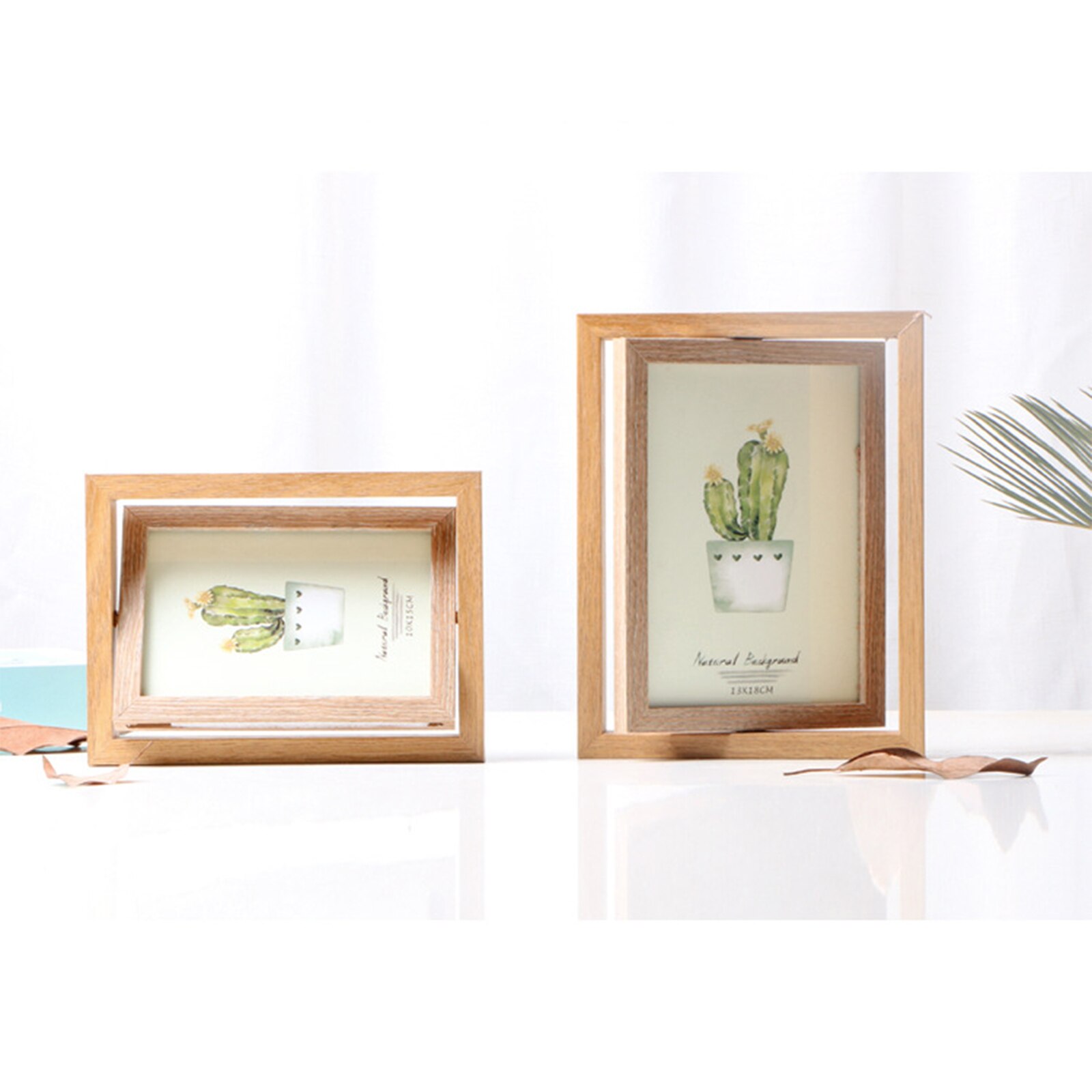 Nordic Style Retro Rectangle Wooden Photo Frame, Rotatable Two-sided Combined Rahmen, Household Decoration