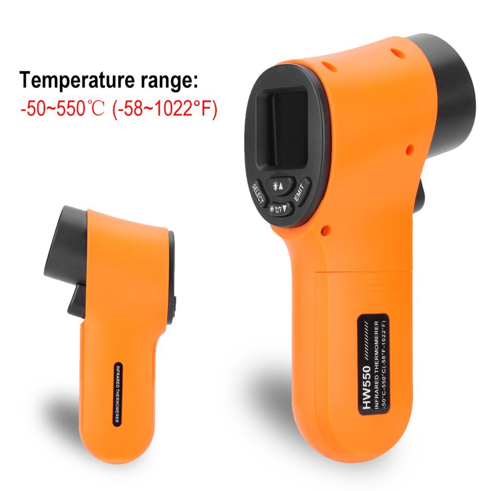 Hw550 temperaturer -50 ~ 550 ° c håndholdt infrarødt termometer berøringsfri lcd køkken digital termometersensor på lager hurtigt skib