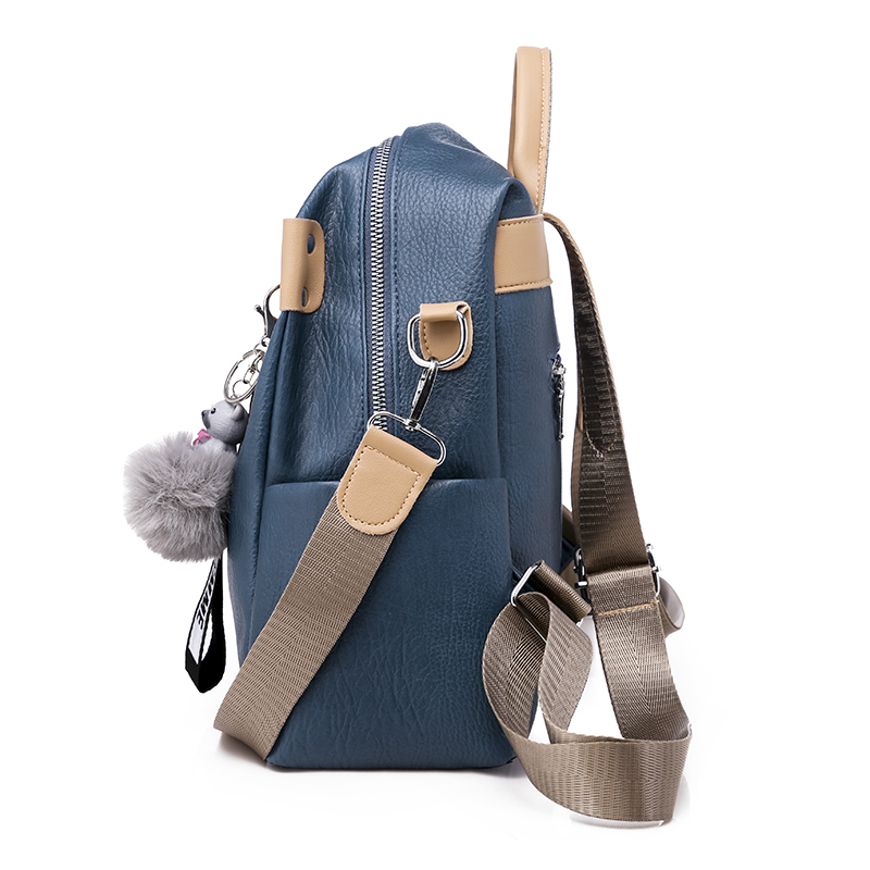 Stepp Leder Anti-Diebstahl Rucksäcke mit Metall sperren Blau Schwarz Frauen Rucksack Taschen Damen Kleine Reise Schule tasche