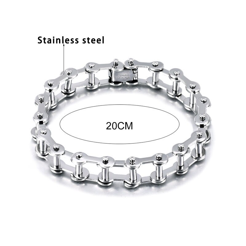 Mannen Biker Fiets Motorfiets Slot Ketting Armband Punk Titanium Stalen Armband Mannen Armband Mannen Sieraden Trendy Armband: 3