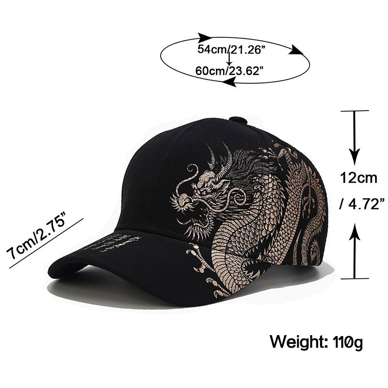 DCEBEY-gorra de béisbol con de dragón Para Hombre, gorro de béisbol con de dragón de estilo chino, algodón, unisex