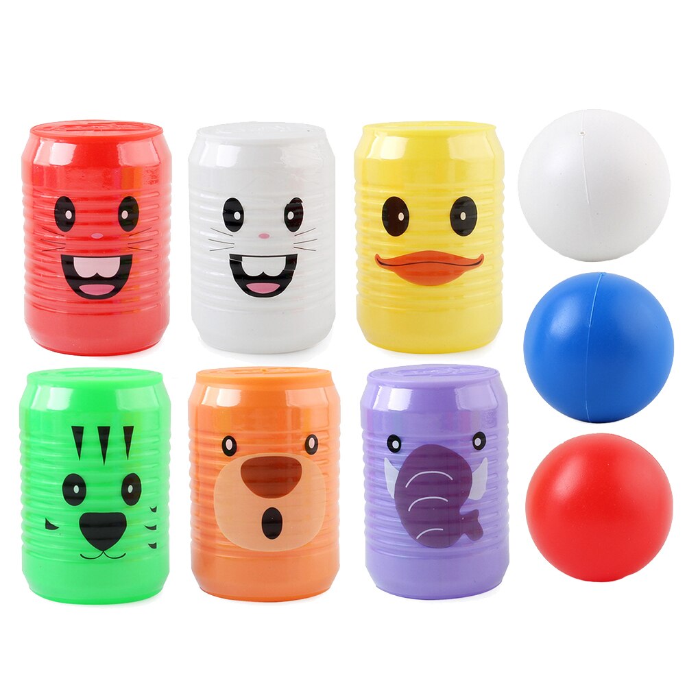 Juego de bolos de plástico con estampado de animales, juego de bolos DIY, 1 Juego