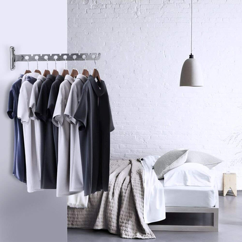 Kledingrek Kleerhangers Wall Mounted Hanger Rvs Indoor Ruimtebesparend Kleding Hangers Voor Kleding Ruimtebesparend