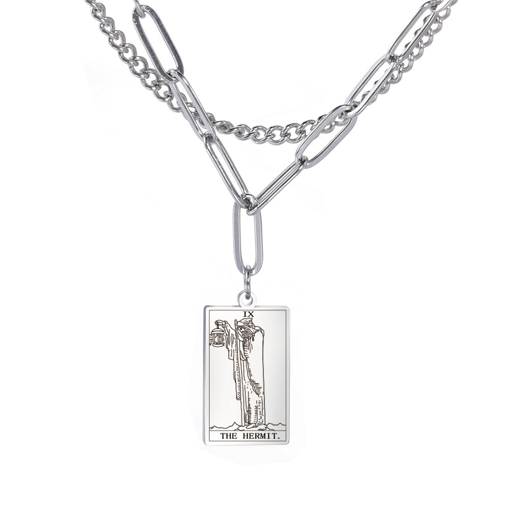 De hiërofante tarot zilveren ketting