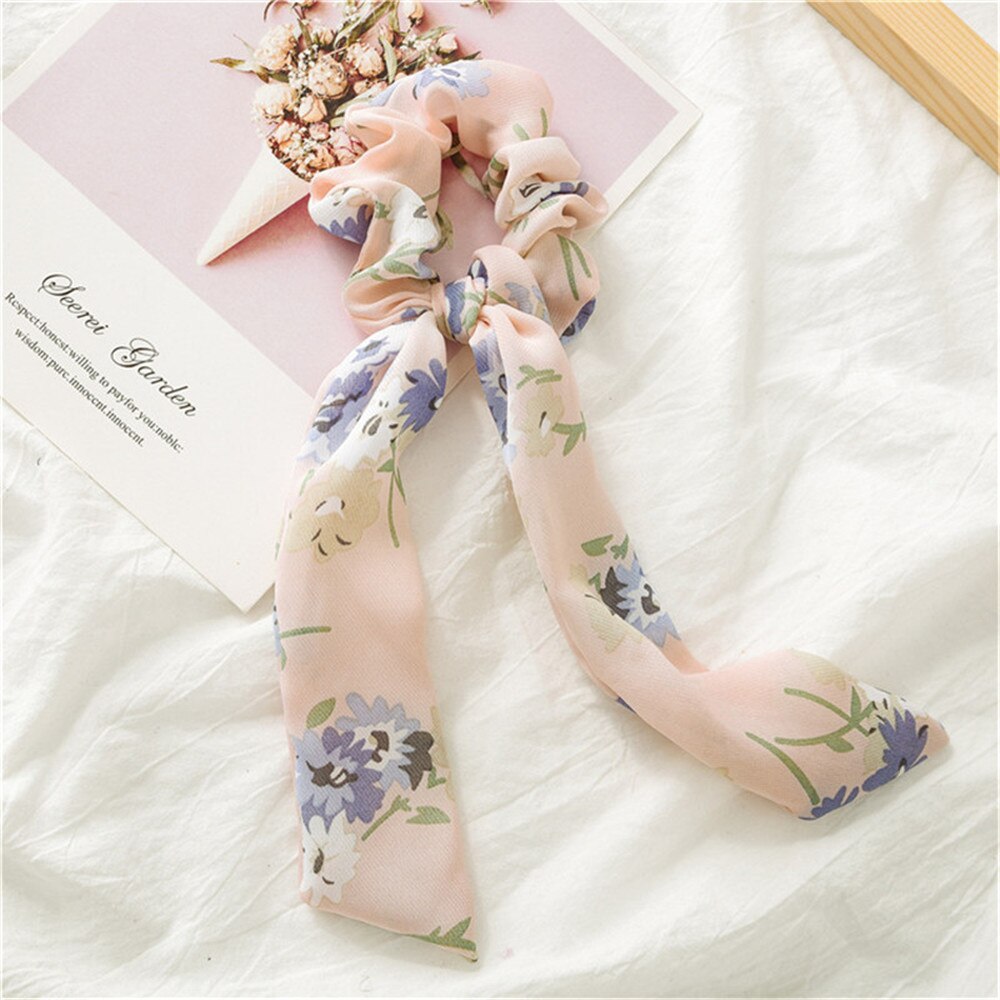 Chiffon Streamers Ponytail Tassel Hair Ring Ribbon Women Hair Rope Bow Hair Accessories Tied Hair Style Tool