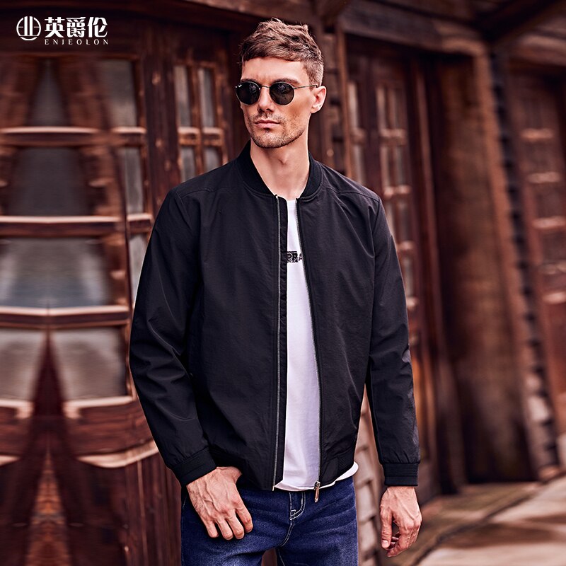 Enjeolon Brand Autumn Winter Men Simplicity Jacket Coat Young Causal Embroidery Print Baseball Coats JK0379