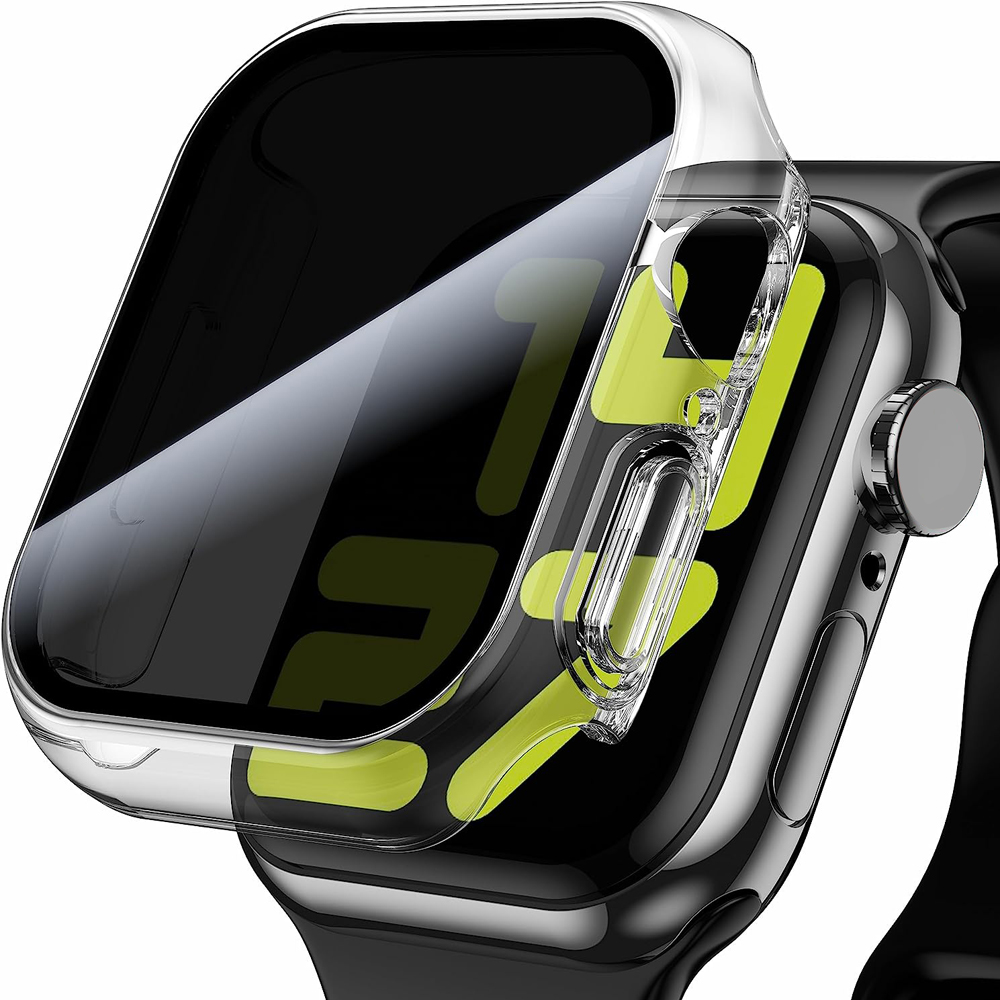 Watch Case For Apple Watch Series 9/8/7/6/5/4/SE Privacy Screen Protector 45mm 41mm 44mm 40mm 49mm Tempered Film iWatch Cover: silver / 4 - 6.9 Inches