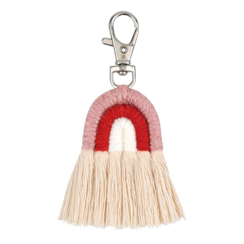 Weven Regenboog Sleutelhangers Handgemaakte Auto Sleutelhanger Dames Auto Bag Charm Accessoires: KEY70