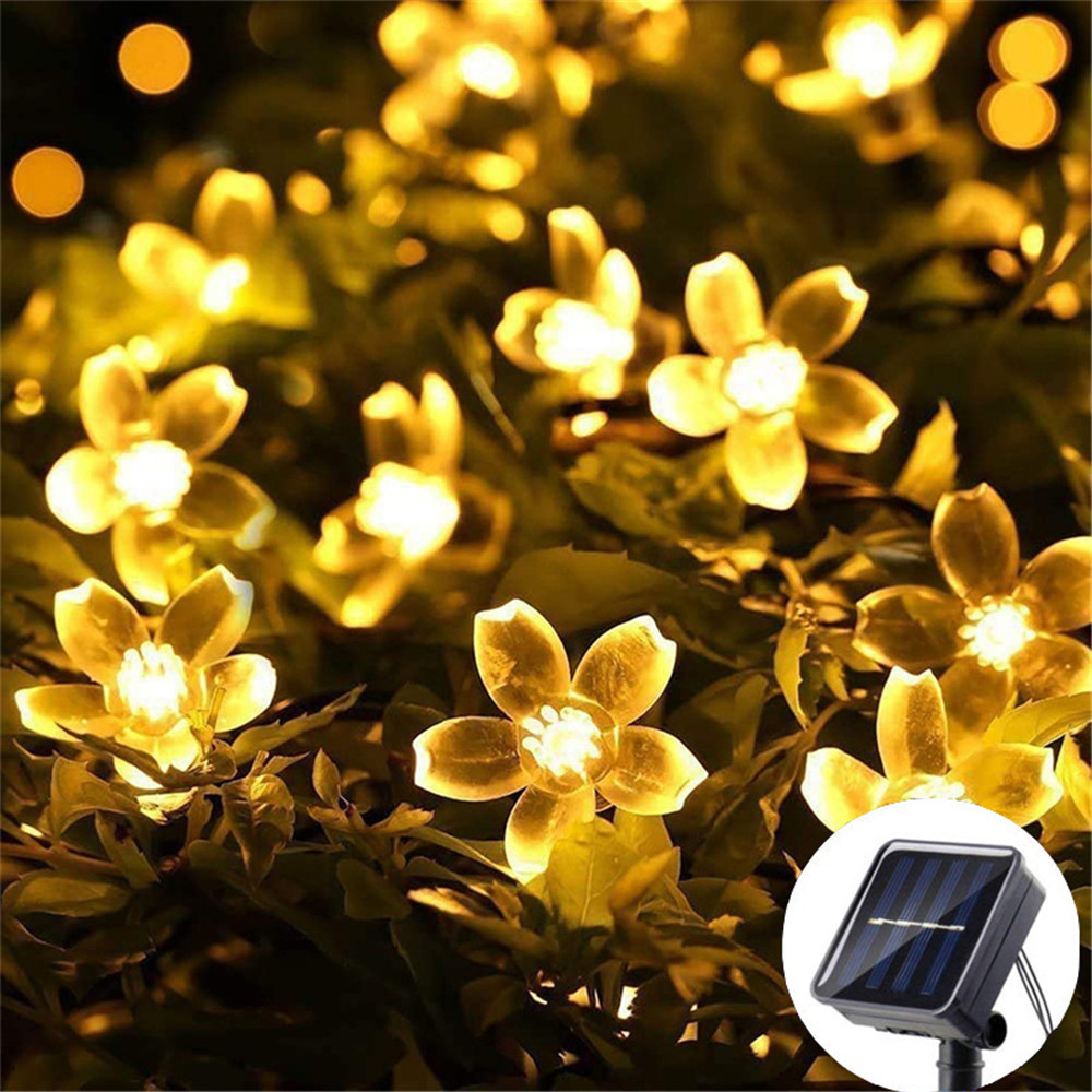 1Pc Solar String Flower Lights Outdoor 20/50/100 Led Fairy Licht Voor Tuin Hek Patio Tuin Kerstboom Decor