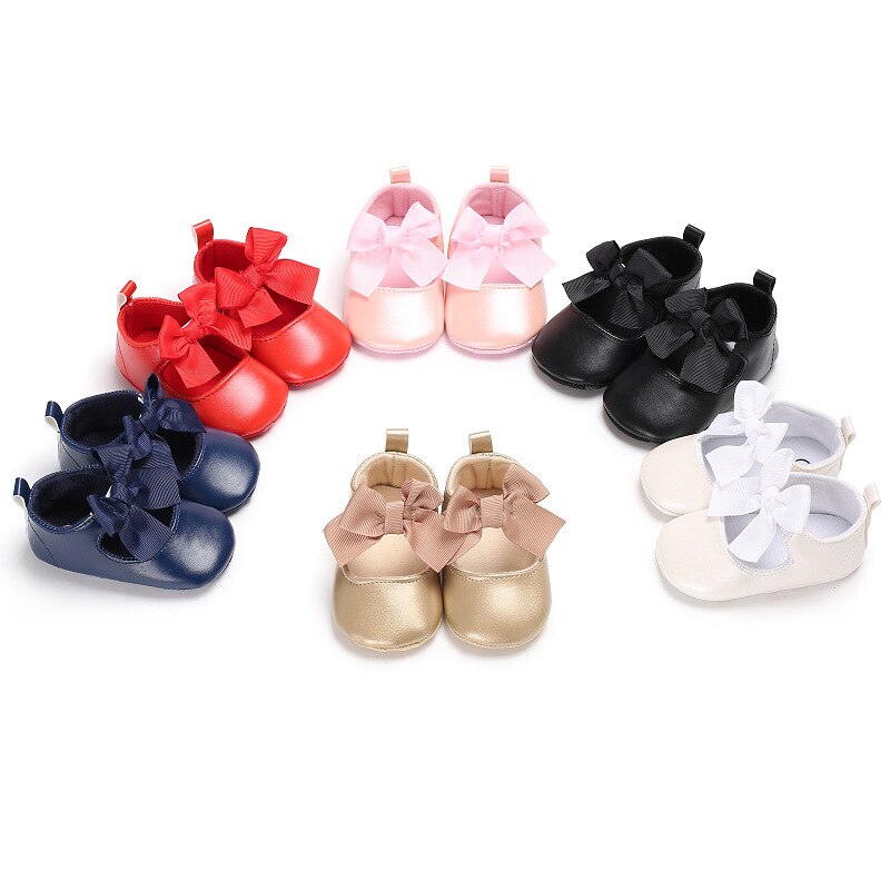 0-18m peuterschoenen voor meisjes, zachte pu-prinsessenschoenen, mocassins, strikverband, babyschoentjes voor de prewalker en geboren baby