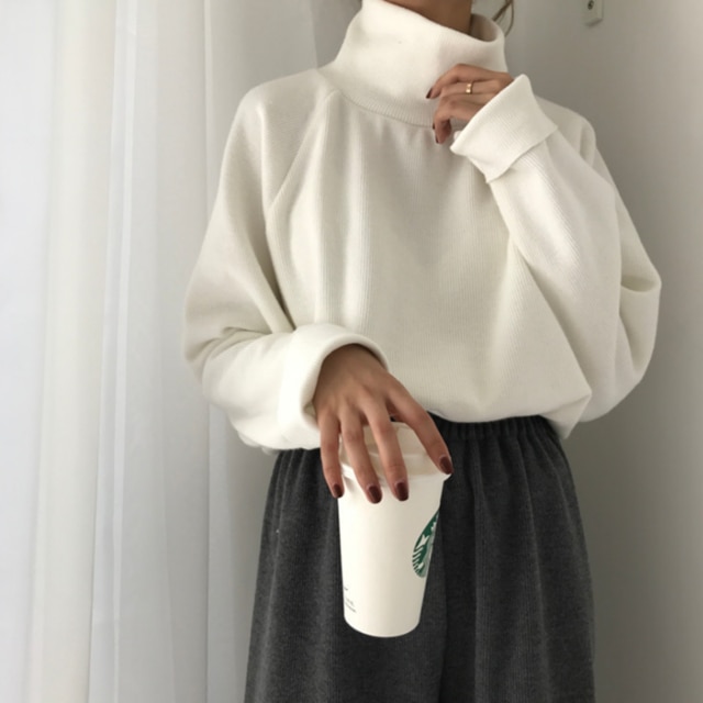 2020 outono inverno camisola de gola alta de malha jumper das mulheres novas blusas casuais solto manga longa jaqueta pullovers feminino topo: White
