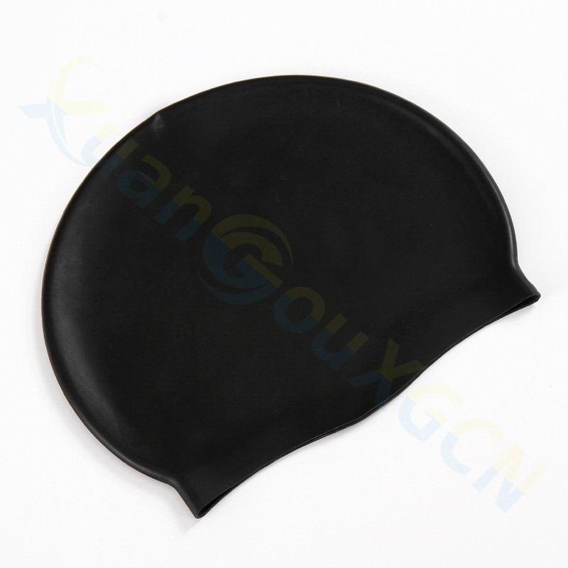 adult adolescent Silicone swimming cap swimming hat hair cap waterproof silicone swimming cap: Black