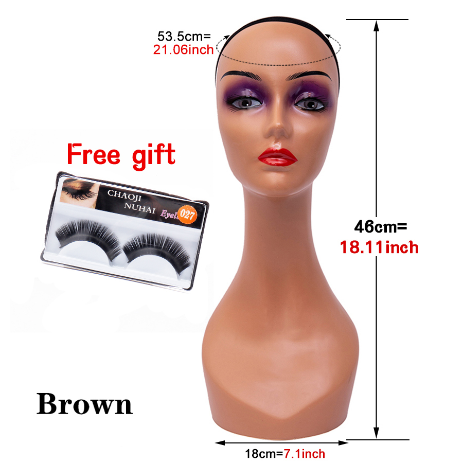 Soporte de exhibición de peluca de maniquí, maniquí femenino de Pvc, busto de cabeza de maniquí realista para exhibición de pelucas, sombreros de estilismo, gafas de sol: Caqui