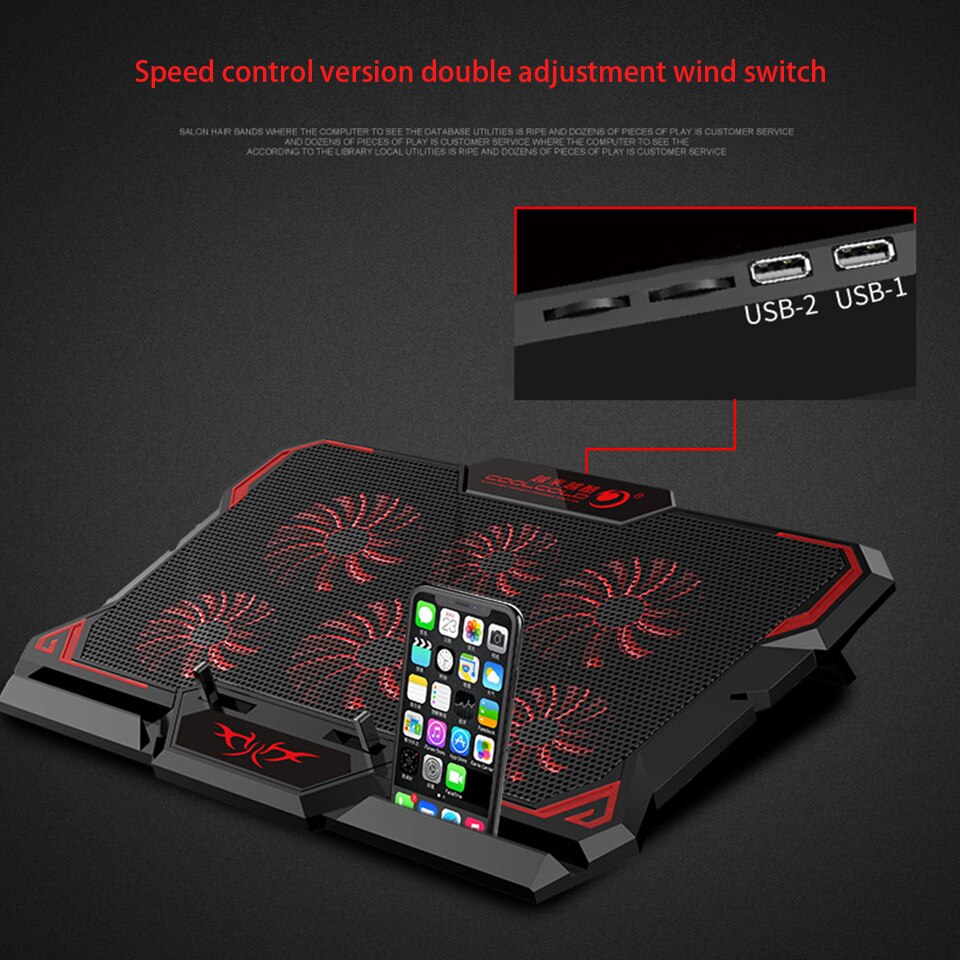 Laptop cooler 2 USB Ports and Six cooling Fan laptop cooling pad Notebook Stand for 12-15.6 inch for Laptop
