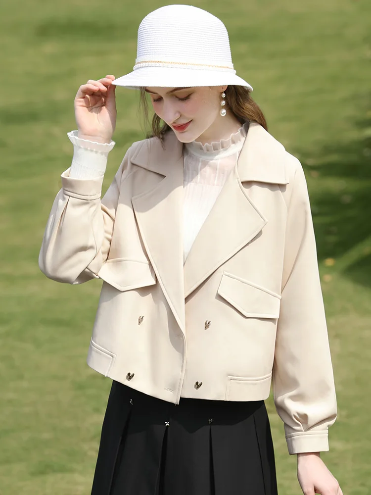 Ich glaube Ihnen Aprikose England Stil Frauen Trenchcoat 2024 Herbst neue schöNe Trend ige Basic gerade kurze Graben cwt245474a