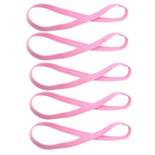 5Pcs Candy Farbe Frauen Männer Yoga Haar Bands Sport Stirnband Mädchen Sport Anti-slip Elastische Gummi Schweißband Fußball lauf: Rosa