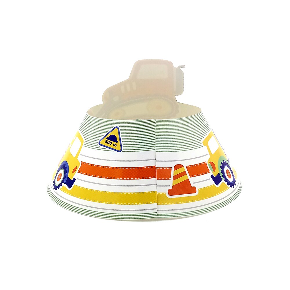 6pcs Birthday Party Paper Cap Hat For Kids Children Construction Vehicle Baby Shower Party Supplies Decoration With Elastic Band