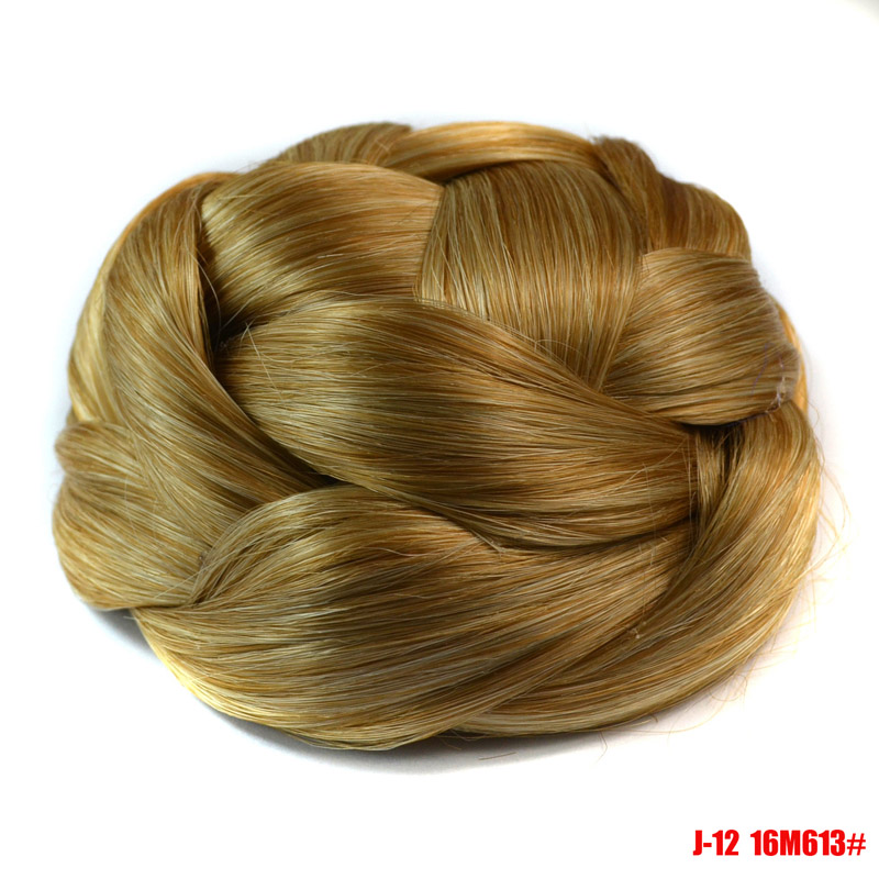Jeedou trançado chignon cabelo sintético multi-camadas tranças almofada de pão de cabelo 10*6cm 60g redondo penteado elegante vintage updos: J12-16M613