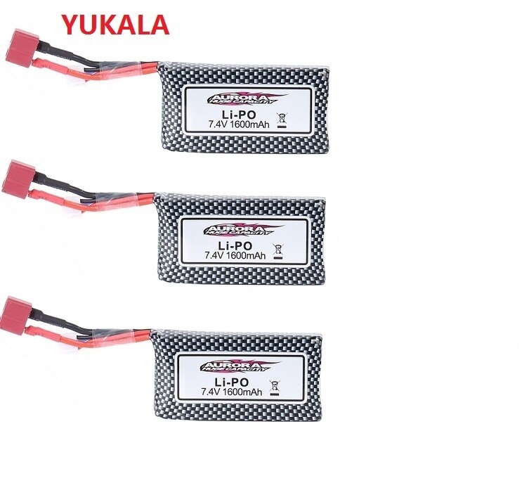 YUKALA original XINLEHONG 9125 Remote Control Rc Car Spare Parts 7.4v 1600mah Lipo Battery XLH9125 battery 7.4 v 1600mah: Blue