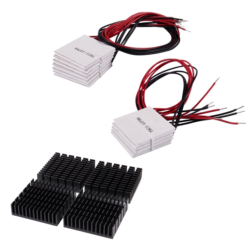 10 Uds. Módulo termoeléctrico de efecto Peltier refrigerador de TEC1-12706 12V 60W 72W & 4 Uds. Disipador de calor de aluminio negro enfriador de aleta 40