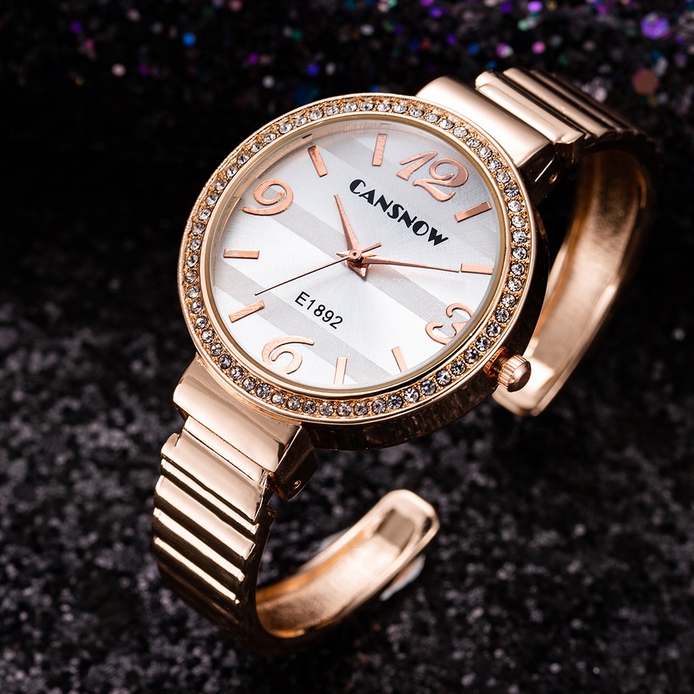 Luxe Rose Goud Dameshorloge Stijlvolle Diamanten Armband Horloge Jurk Sieraden Klok Meisjes