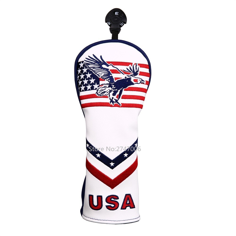 Golf förarskydd fairway wood cover hybrid huvudskydd usa startar och ränder stil med eagle mönster