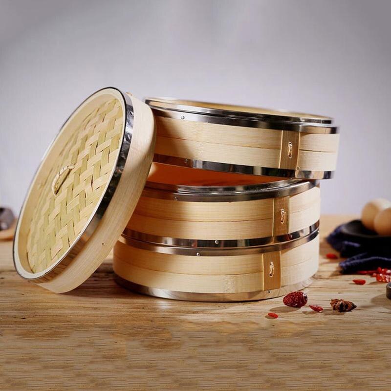 Bamboe Stoomboot Gestoomde Broodjes Gestoomde Broodjes Bamboe Stoomboot Bamboe Stoomboot Staal Bovenste En Onderste Randen