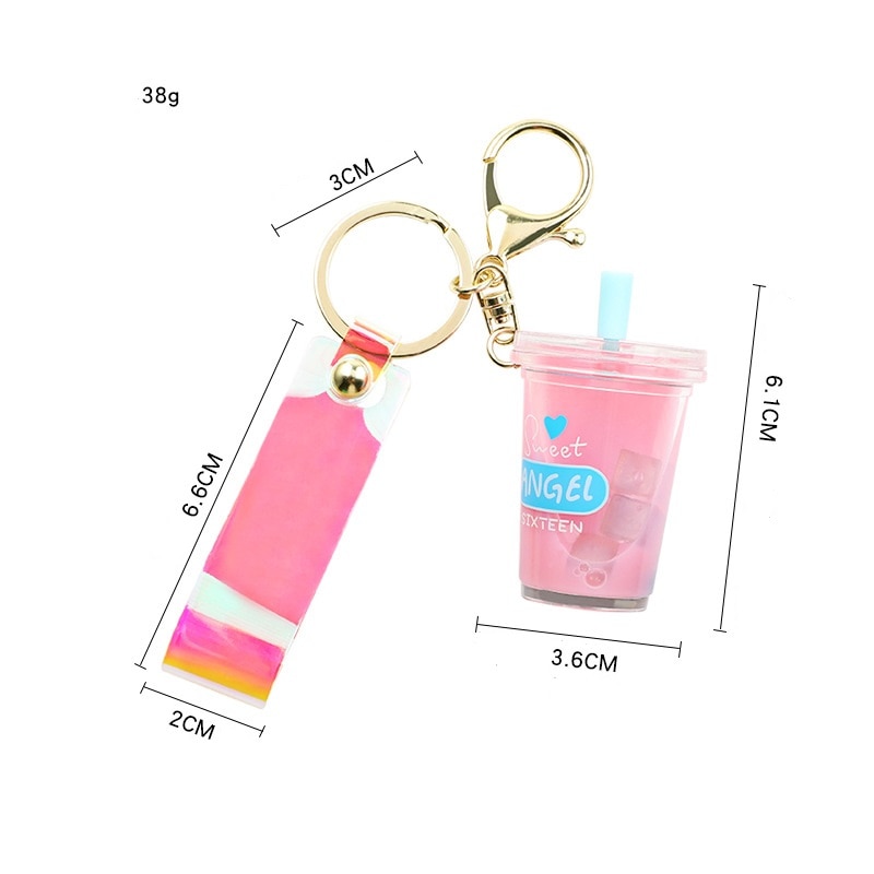 Kreative Popsicle Glitter Schlüssel Kette Quicksand Keychain Flüssigkeit Schwimm Weiche Trinken Schlüsselring Rucksack Anhänger für frauen K085